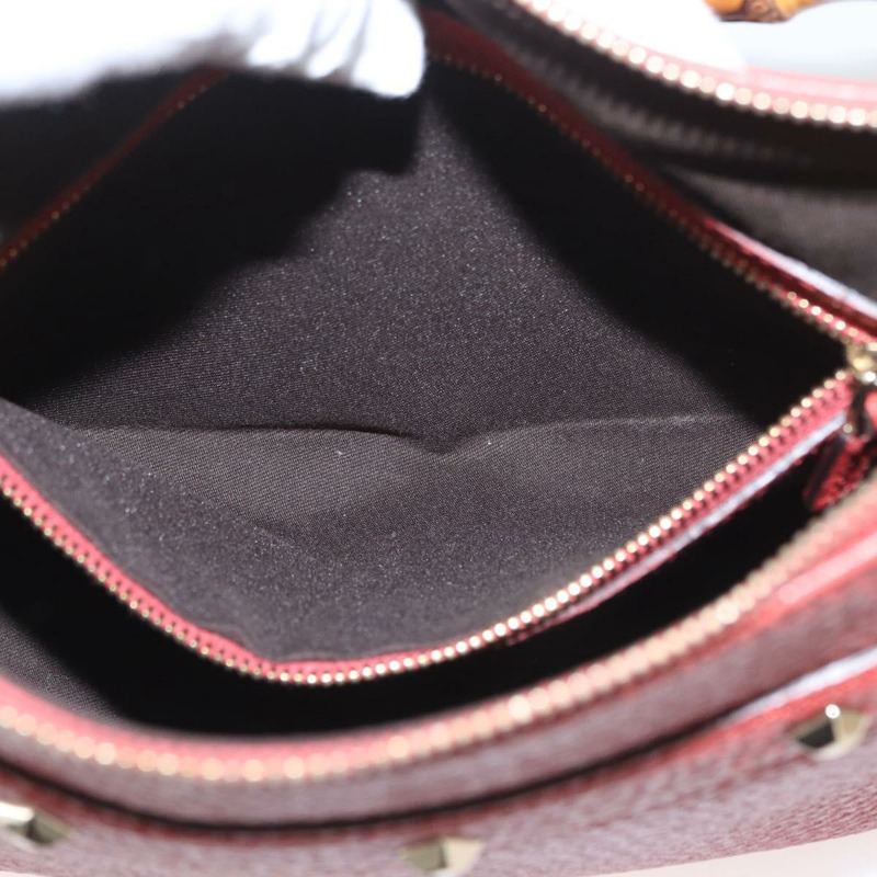 【日本直送】GUCCI 竹節手提包 皮革 紅色 金色 001 1705 1638 正品 BSZ287V-19