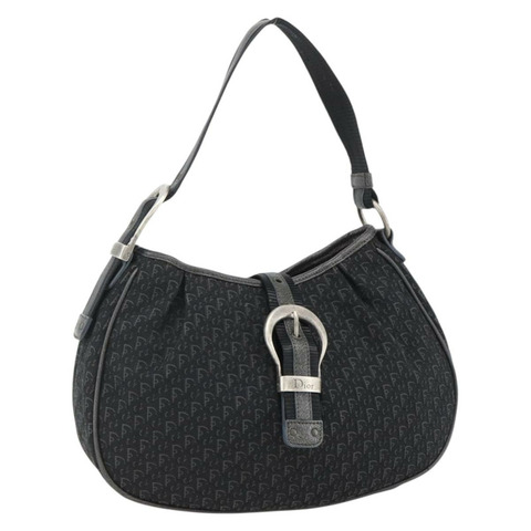 Christian Dior Trotter帆布肩背包 黑色銀色 正品 BSZ280SAV