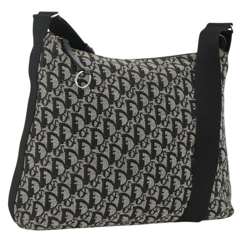 Christian Dior Trotter帆布肩背包 黑色 銀色 正品 174057A