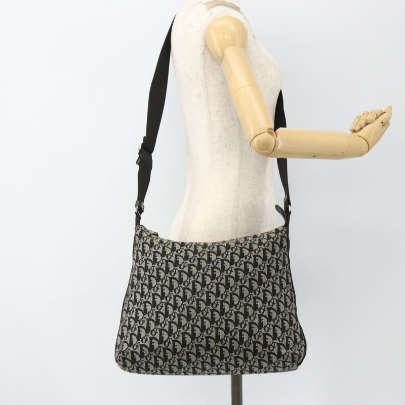 【日本直送】Christian Dior Trotter帆布肩背包 黑色 銀色 正品 174057A-21