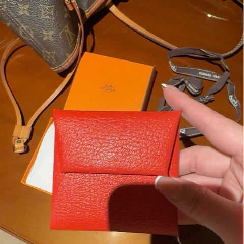 全新未使用 Hermès 愛馬仕 Bastia 經典零錢包 正紅