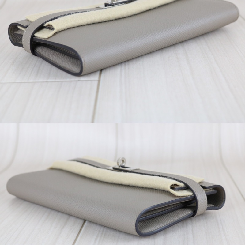Hermes Long Kelly 銀河灰長夾-5