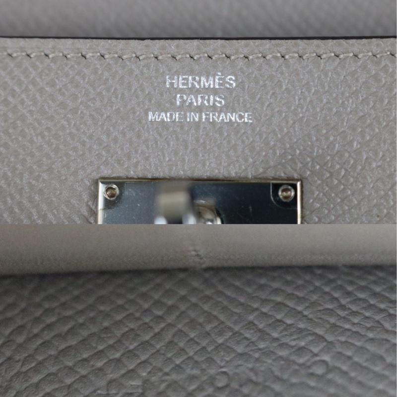 Hermes Long Kelly 銀河灰長夾-8