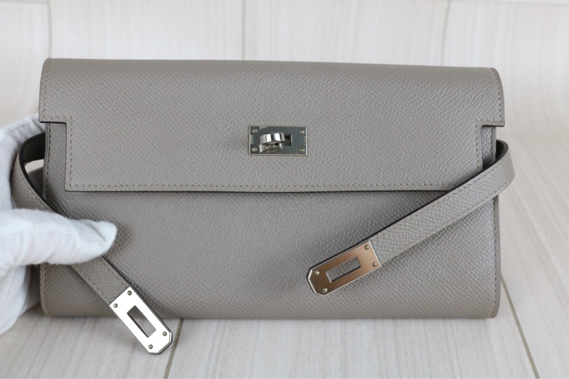Hermes Long Kelly 銀河灰長夾-12