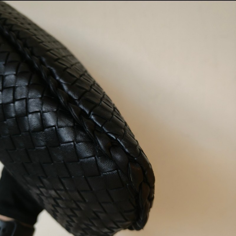 【8成新】㊣✨Bottega Veneta ✨寶緹嘉 BV Hop Bag 羊皮 黑色 編織 肩背包 腋下包 月牙包/二手樹屋🌳-10