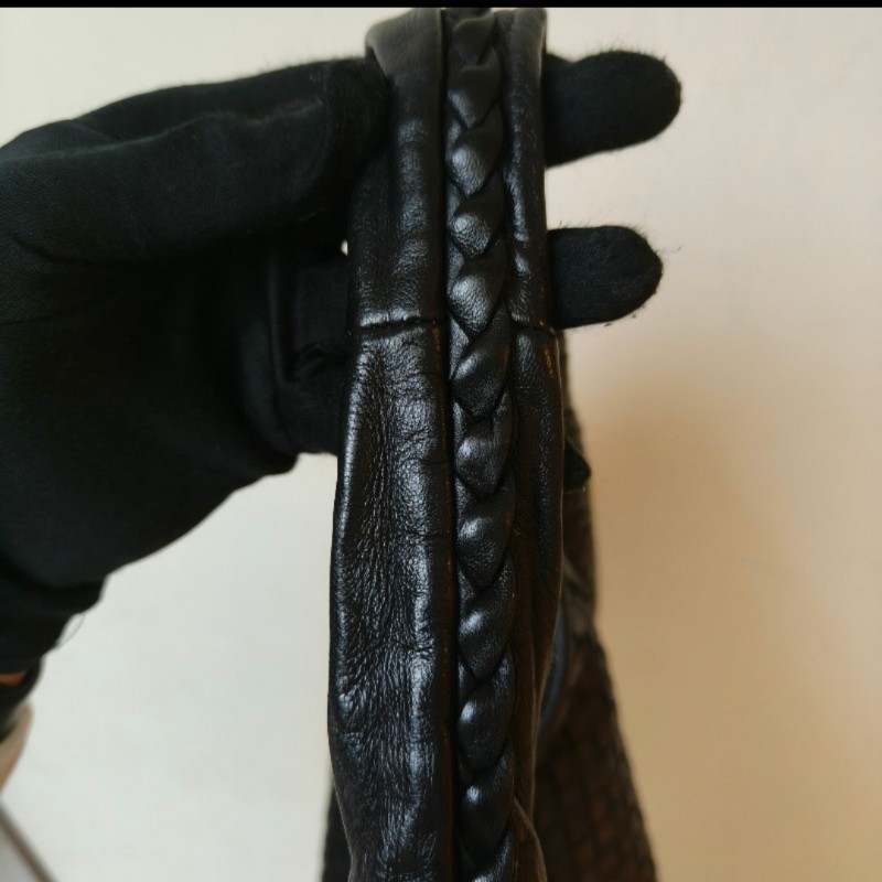 【8成新】㊣✨Bottega Veneta ✨寶緹嘉 BV Hop Bag 羊皮 黑色 編織 肩背包 腋下包 月牙包/二手樹屋🌳-14