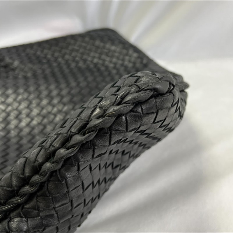 【8成新】㊣✨Bottega Veneta ✨寶緹嘉 BV Hop Bag 羊皮 黑色 編織 肩背包 腋下包 月牙包/二手樹屋🌳-49