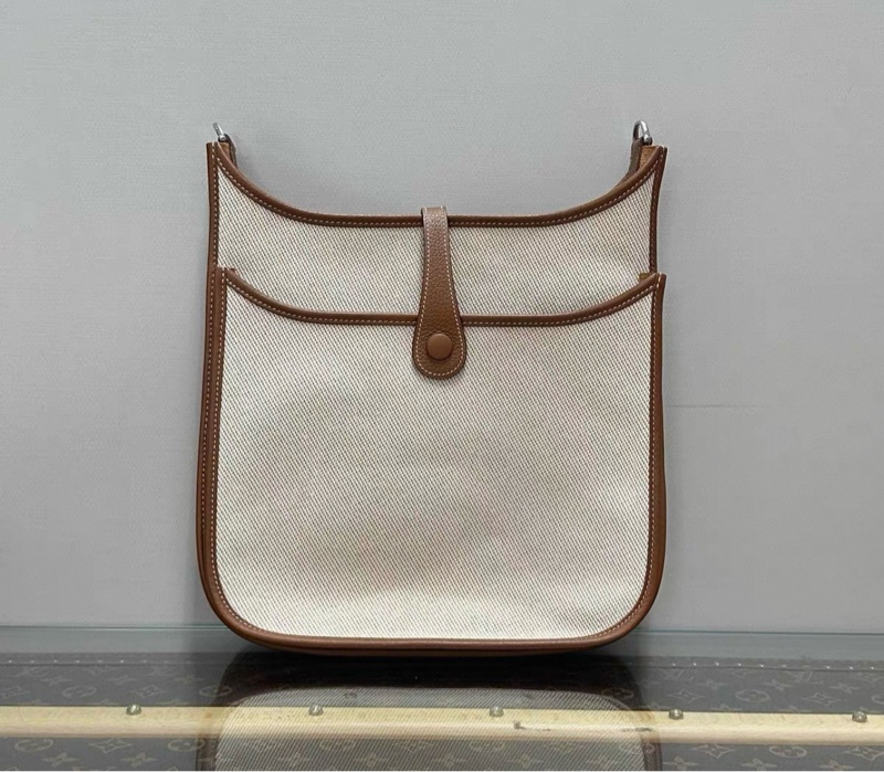客人專拍連接✨HERMES金棕拼帆布銀扣伊芙琳29單肩斜挎包-2