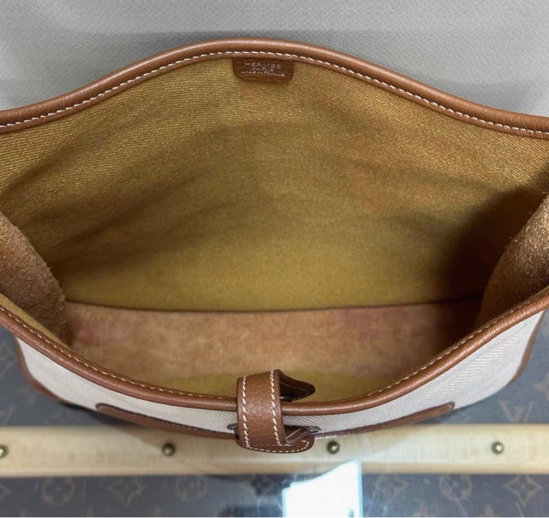 客人專拍連接✨HERMES金棕拼帆布銀扣伊芙琳29單肩斜挎包-11