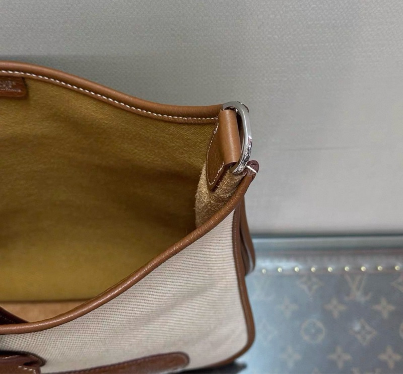 客人專拍連接✨HERMES金棕拼帆布銀扣伊芙琳29單肩斜挎包-12