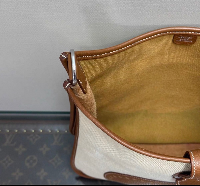 客人專拍連接✨HERMES金棕拼帆布銀扣伊芙琳29單肩斜挎包-13