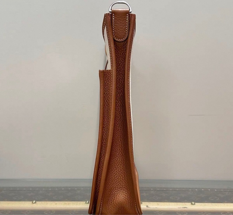 客人專拍連接✨HERMES金棕拼帆布銀扣伊芙琳29單肩斜挎包-20