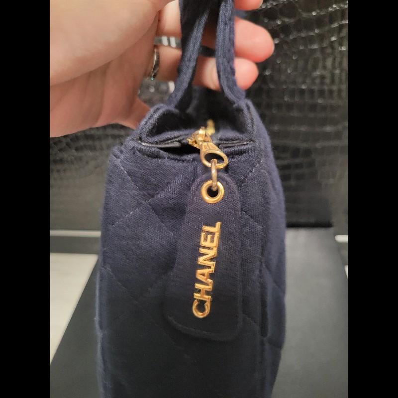 Chanel Vintage bag Chanel 31 cloth bag  藍色菱格紋手提包-3