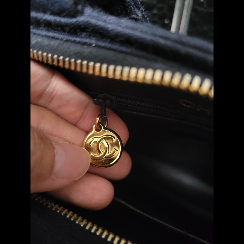 Chanel Vintage bag Chanel 31 cloth bag  藍色菱格紋手提包-8