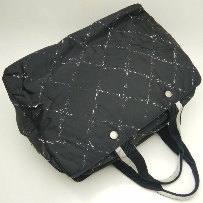 香奈兒 (Chanel) 舊款旅行系列手提包，尼龍提花迷你波士頓包，黑色，女士，253635-3