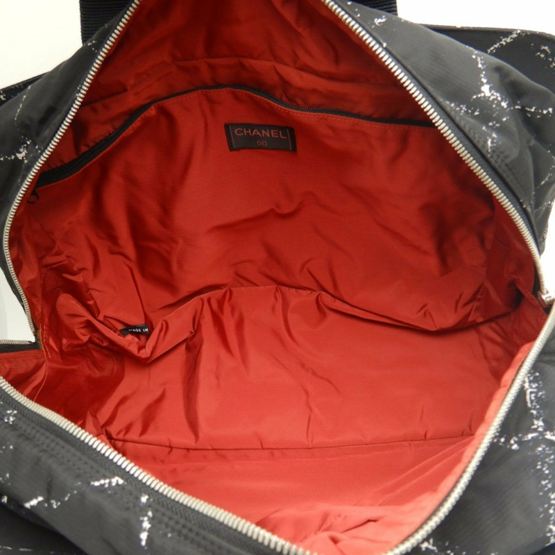 香奈兒 (Chanel) 舊款旅行系列手提包，尼龍提花迷你波士頓包，黑色，女士，253635-4