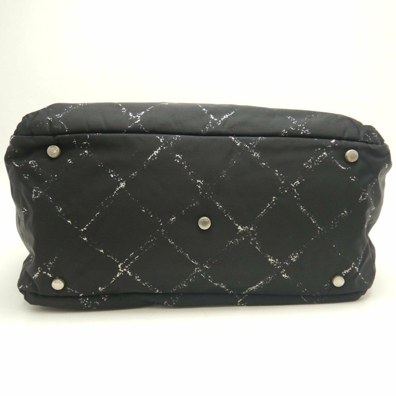 香奈兒 (Chanel) 舊款旅行系列手提包，尼龍提花迷你波士頓包，黑色，女士，253635-7