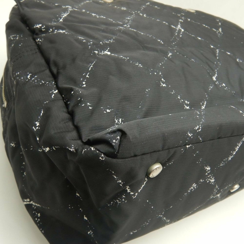 香奈兒 (Chanel) 舊款旅行系列手提包，尼龍提花迷你波士頓包，黑色，女士，253635-9