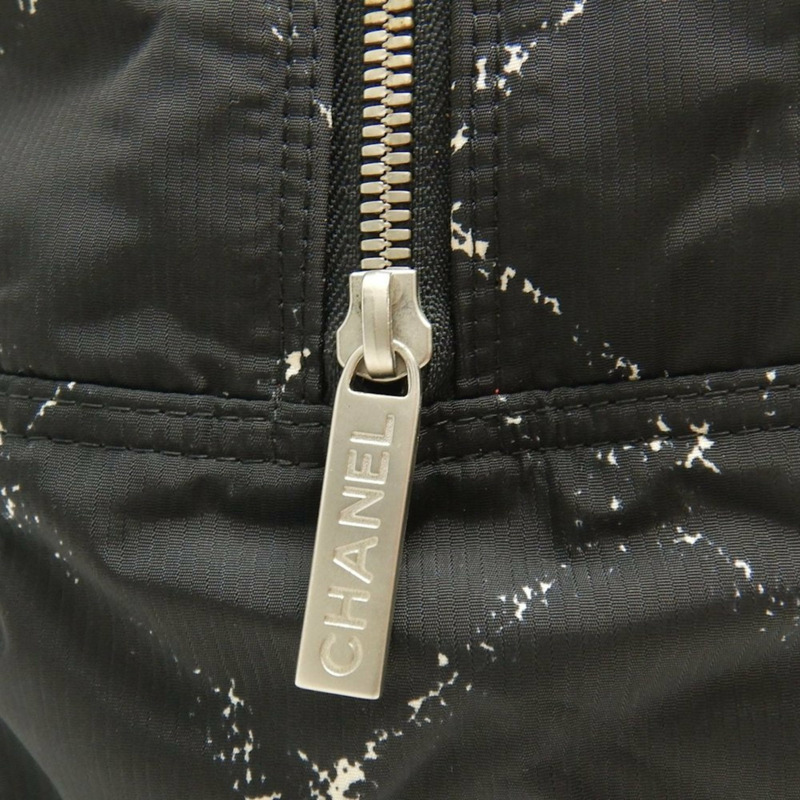 香奈兒 (Chanel) 舊款旅行系列手提包，尼龍提花迷你波士頓包，黑色，女士，253635-10