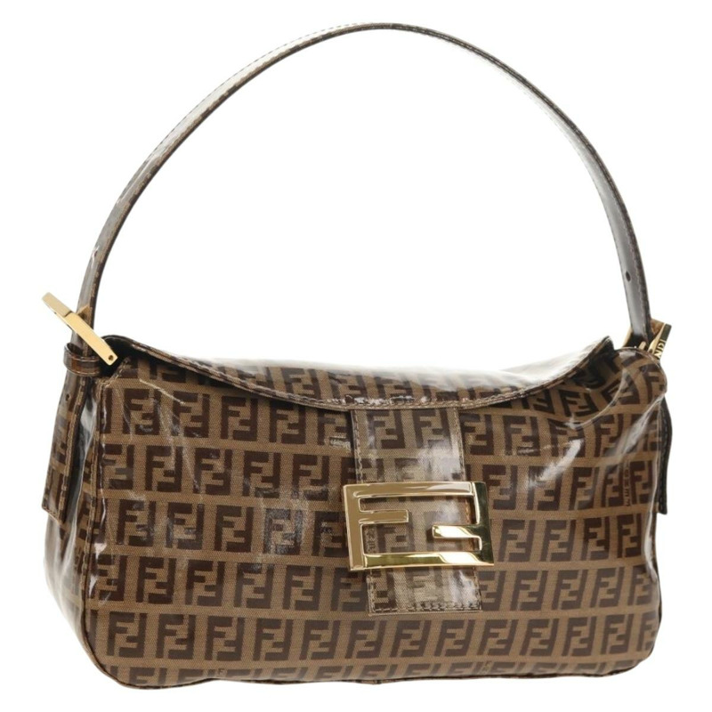 【日本直送】FENDI Zucchino帆布Mamma Baguette手袋琺瑯米色金色正品yk19865V-0
