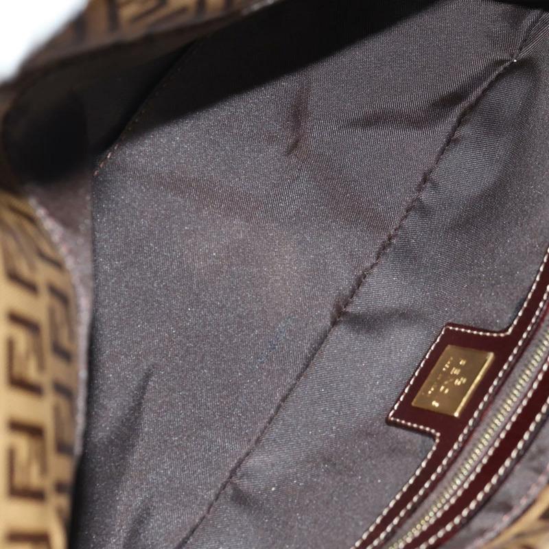 【日本直送】FENDI Zucchino帆布Mamma Baguette手袋琺瑯米色金色正品yk19865V-9