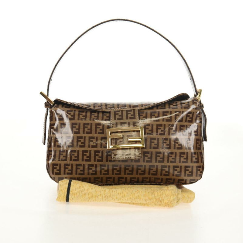 【日本直送】FENDI Zucchino帆布Mamma Baguette手袋琺瑯米色金色正品yk19865V-11