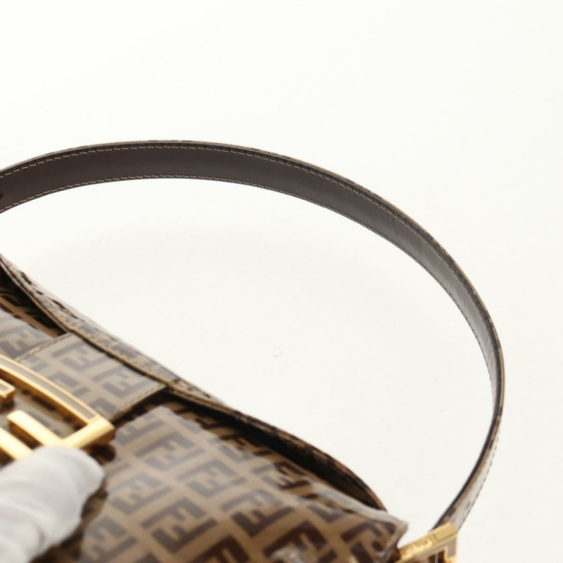 【日本直送】FENDI Zucchino帆布Mamma Baguette手袋琺瑯米色金色正品yk19865V-13