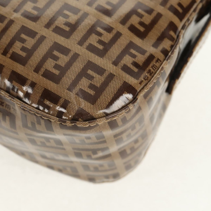 【日本直送】FENDI Zucchino帆布Mamma Baguette手袋琺瑯米色金色正品yk19865V-17