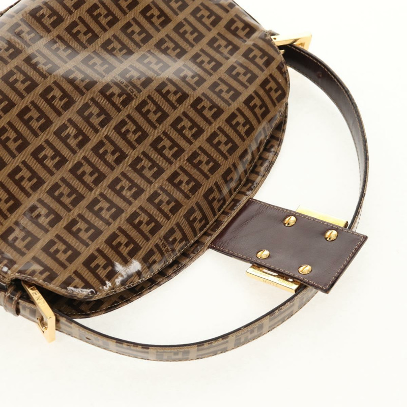 【日本直送】FENDI Zucchino帆布Mamma Baguette手袋琺瑯米色金色正品yk19865V-19