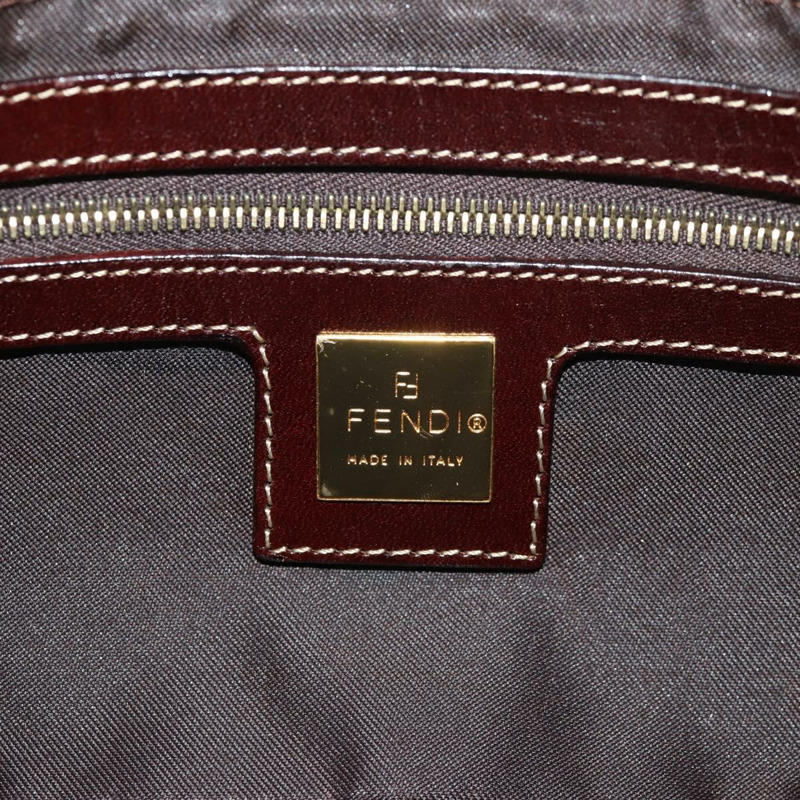 【日本直送】FENDI Zucchino帆布Mamma Baguette手袋琺瑯米色金色正品yk19865V-20