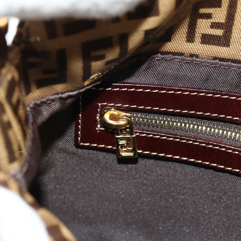 【日本直送】FENDI Zucchino帆布Mamma Baguette手袋琺瑯米色金色正品yk19865V-23