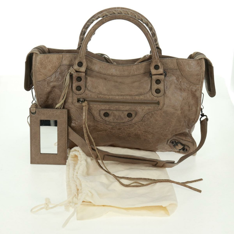 【日本直送】BALENCIAGA The City 手提包 皮革 2way 棕色 115748 Auth yk20183SAV-11