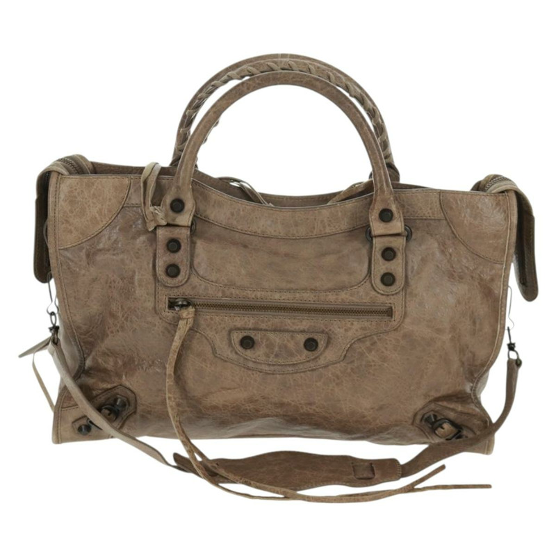 【日本直送】BALENCIAGA The City 手提包 皮革 2way 棕色 115748 Auth yk20183SAV-12