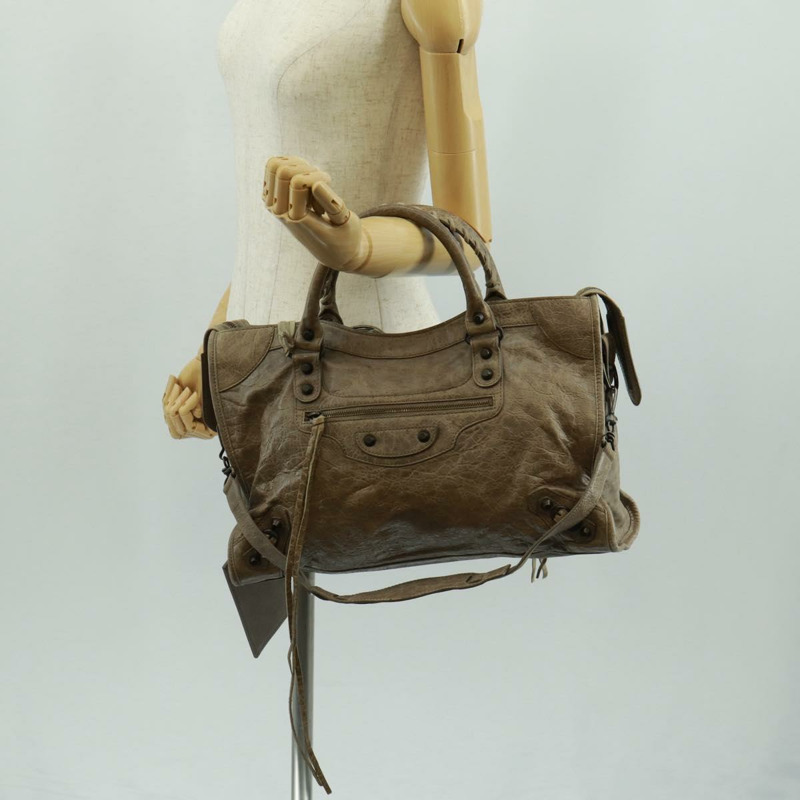 【日本直送】BALENCIAGA The City 手提包 皮革 2way 棕色 115748 Auth yk20183SAV-27