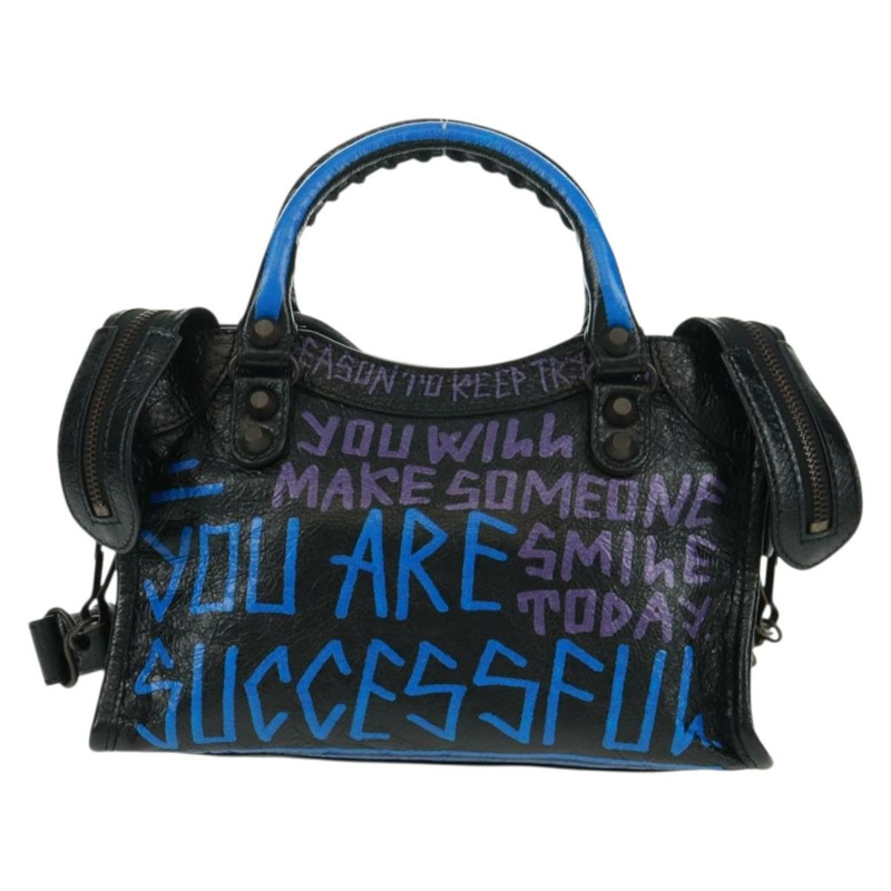 【日本直送】BALENCIAGA 經典迷你城市塗鴉包 皮革 2way 300295 正品 yk20184SAV-1