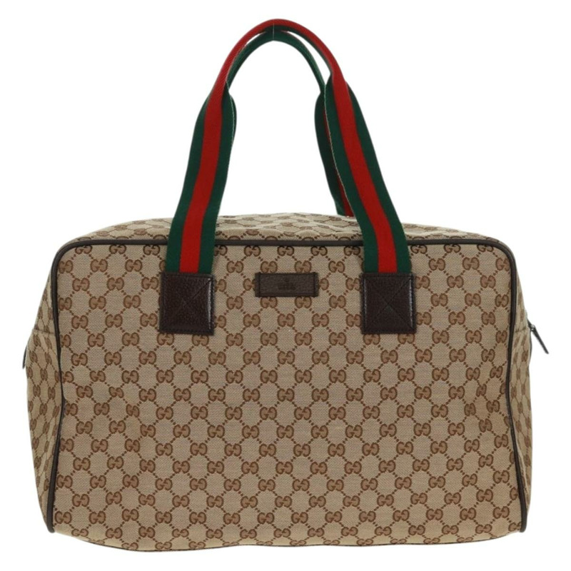 【日本直送】GUCCI GG帆布織帶雪莉酒系列波士頓包 米色 紅綠配色 153240 正品 166085V-1