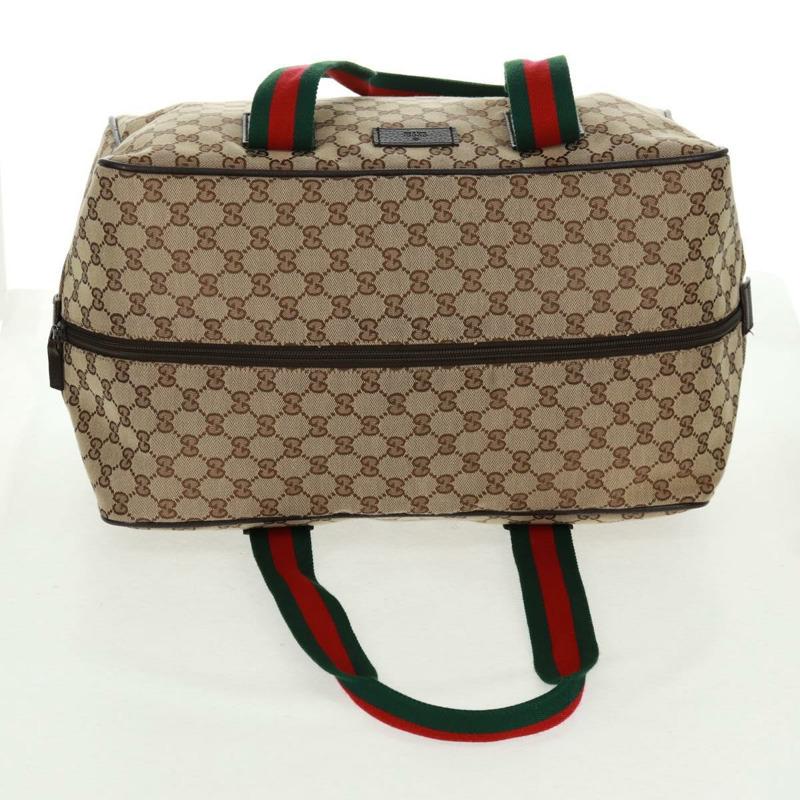 【日本直送】GUCCI GG帆布織帶雪莉酒系列波士頓包 米色 紅綠配色 153240 正品 166085V-5