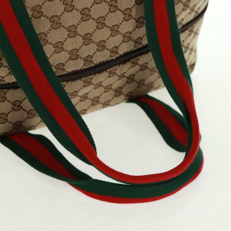 【日本直送】GUCCI GG帆布織帶雪莉酒系列波士頓包 米色 紅綠配色 153240 正品 166085V-6