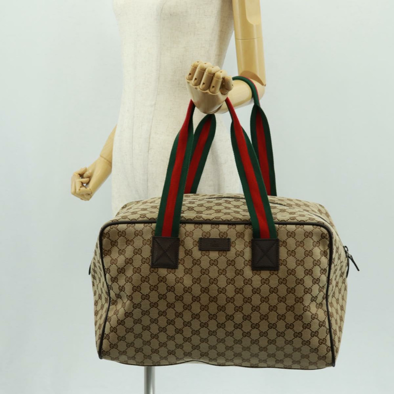 【日本直送】GUCCI GG帆布織帶雪莉酒系列波士頓包 米色 紅綠配色 153240 正品 166085V-22