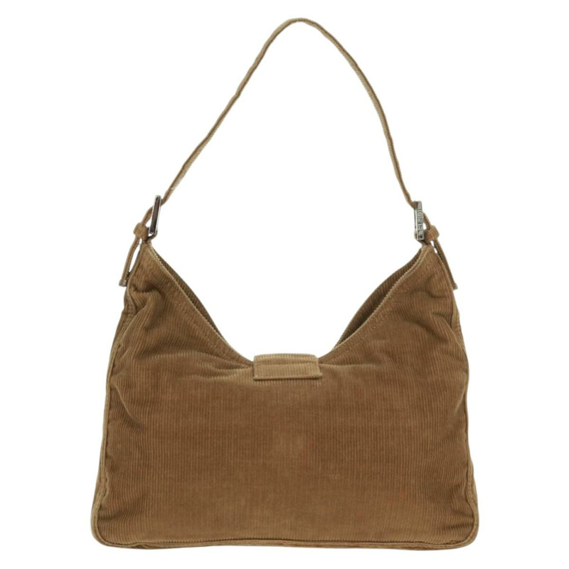 【日本直送】FENDI Mamma Baguette 肩背包 燈芯絨 米色 銀色 正品 169173SAV-1
