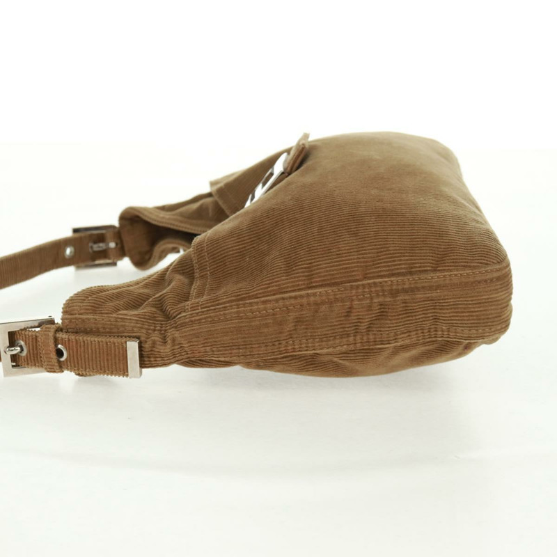 【日本直送】FENDI Mamma Baguette 肩背包 燈芯絨 米色 銀色 正品 169173SAV-2