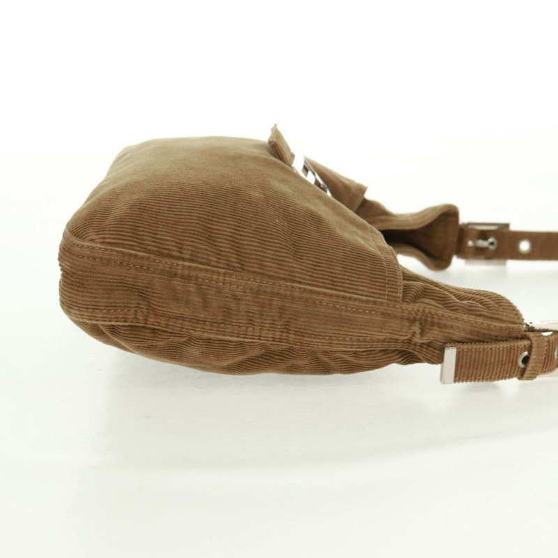 【日本直送】FENDI Mamma Baguette 肩背包 燈芯絨 米色 銀色 正品 169173SAV-3