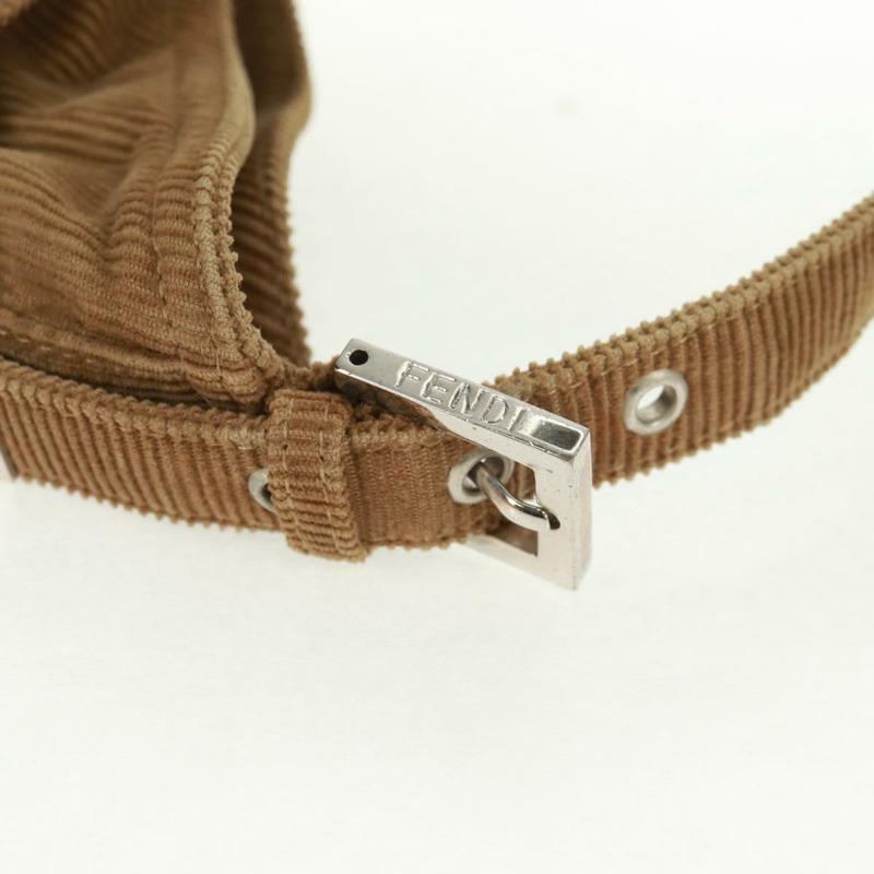 【日本直送】FENDI Mamma Baguette 肩背包 燈芯絨 米色 銀色 正品 169173SAV-7