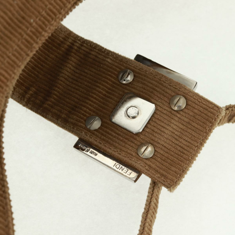 【日本直送】FENDI Mamma Baguette 肩背包 燈芯絨 米色 銀色 正品 169173SAV-8