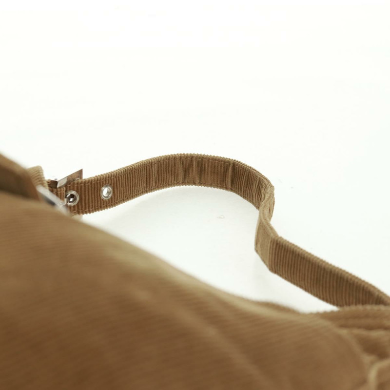 【日本直送】FENDI Mamma Baguette 肩背包 燈芯絨 米色 銀色 正品 169173SAV-13