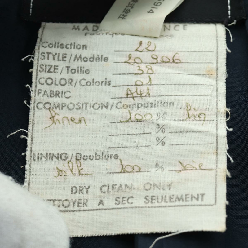 【日本直送】香奈兒 (CHANEL) 夾克半身裙套裝，亞麻材質，海軍藍，CC標誌，貨號158556M-13