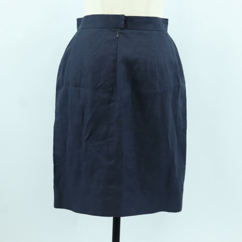 【日本直送】香奈兒 (CHANEL) 夾克半身裙套裝，亞麻材質，海軍藍，CC標誌，貨號158556M-19