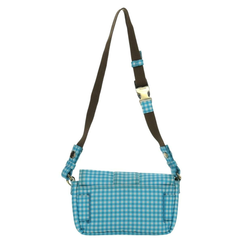 【日本直送】FENDI Mamma Baguette 肩背包 尼龍材質 兩用 淺藍色 金色 正品 171465M-1