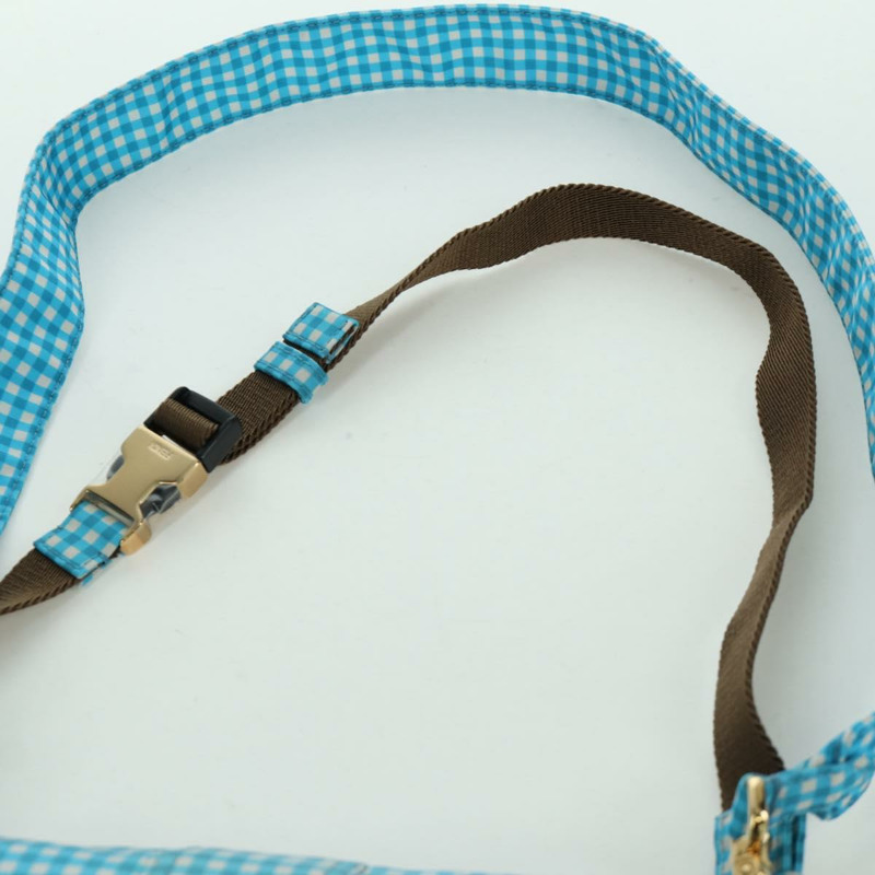 【日本直送】FENDI Mamma Baguette 肩背包 尼龍材質 兩用 淺藍色 金色 正品 171465M-13