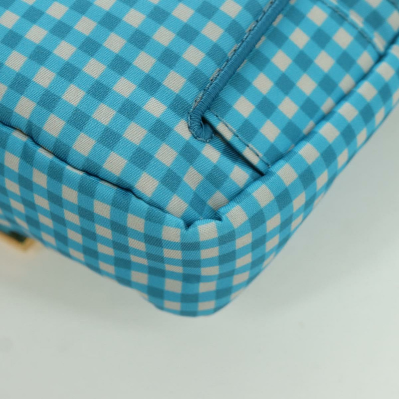 【日本直送】FENDI Mamma Baguette 肩背包 尼龍材質 兩用 淺藍色 金色 正品 171465M-18